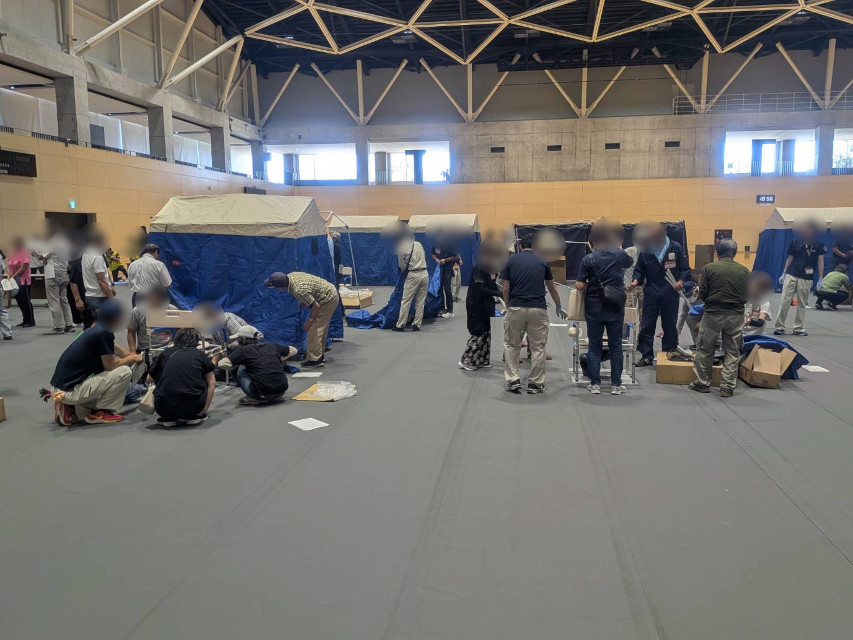 【胎内市総合防災訓練】避難所、プライバシー保護テント設営訓練